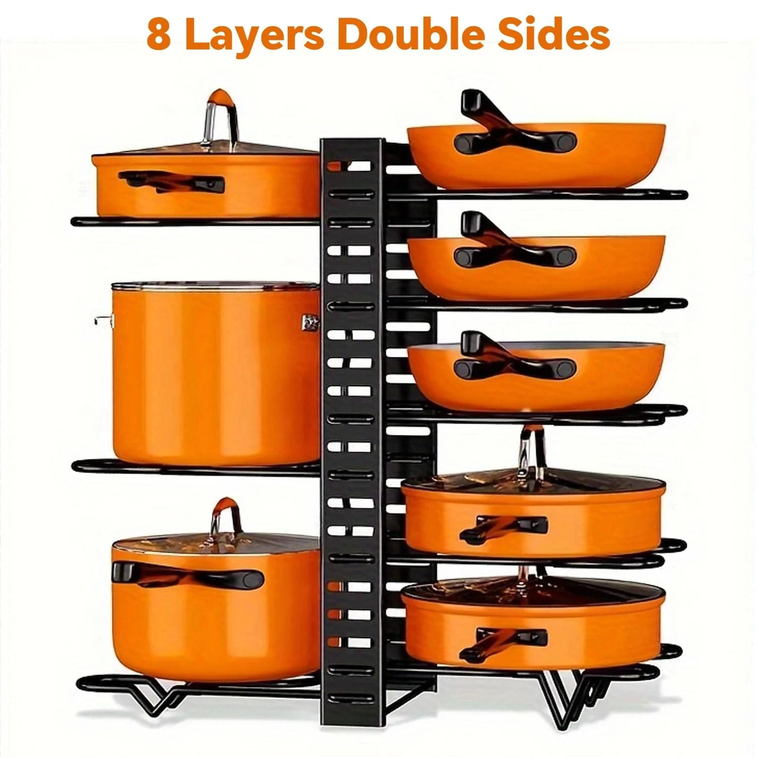 Pot Rack Organizer 8 Tier Pan Organizer Rack Space Saving Kitchen Holder