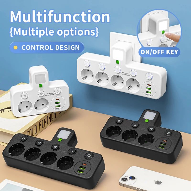 Multi Socket Wall Outlet with USB Ports