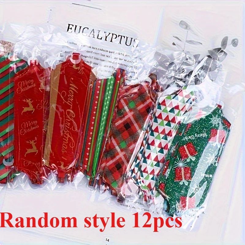 12pcs Random Design Festive Christmas Gift Bow Ribbon Ties
