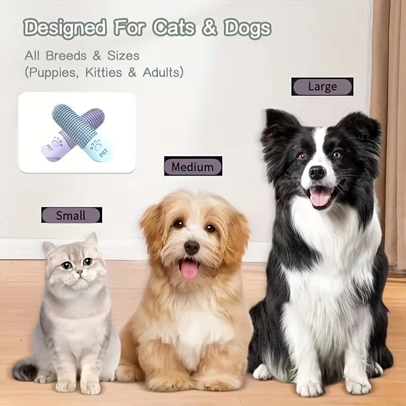360° Silicone Pet Finger Toothbrush – Soft Dog & Cat Tooth Cleaning Brush