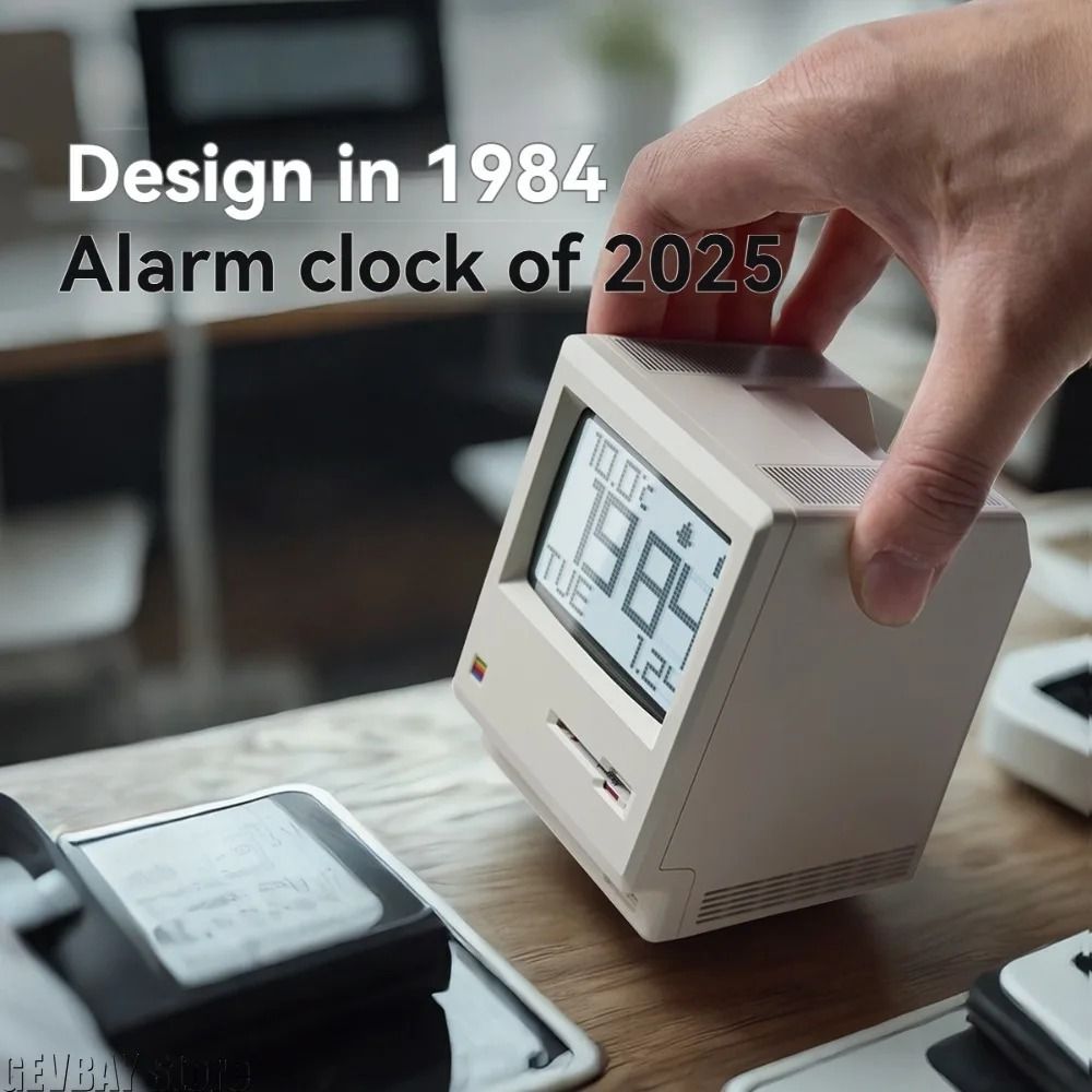Retro Mac Style Alarm Clock Nostalgic Desk Clock for Students and Office