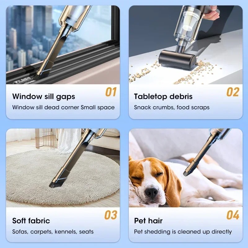Cordless Handheld Vacuum Cleaner – Strong Suction for Pet Hair, Wet/Dry Use – Rechargeable, Portable, for Home