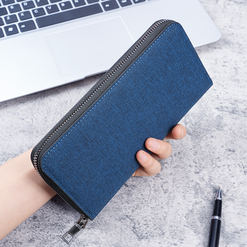 Canvas Clutch Wallet for Men, Large Capacity Zipper Business Multi-Card