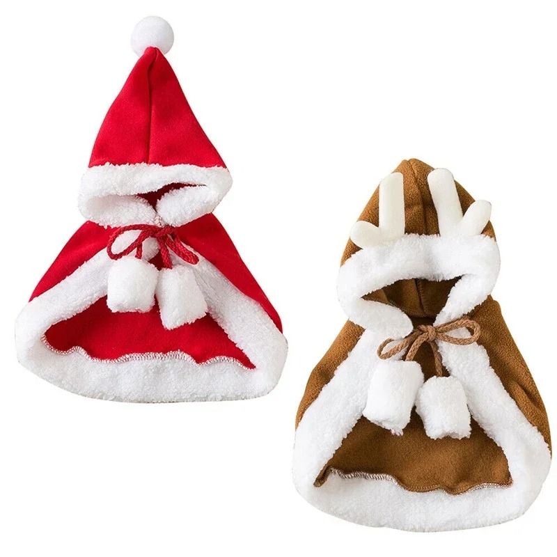 Cozy Santa Cape and Hat Costume for Pets with Warm Scarf