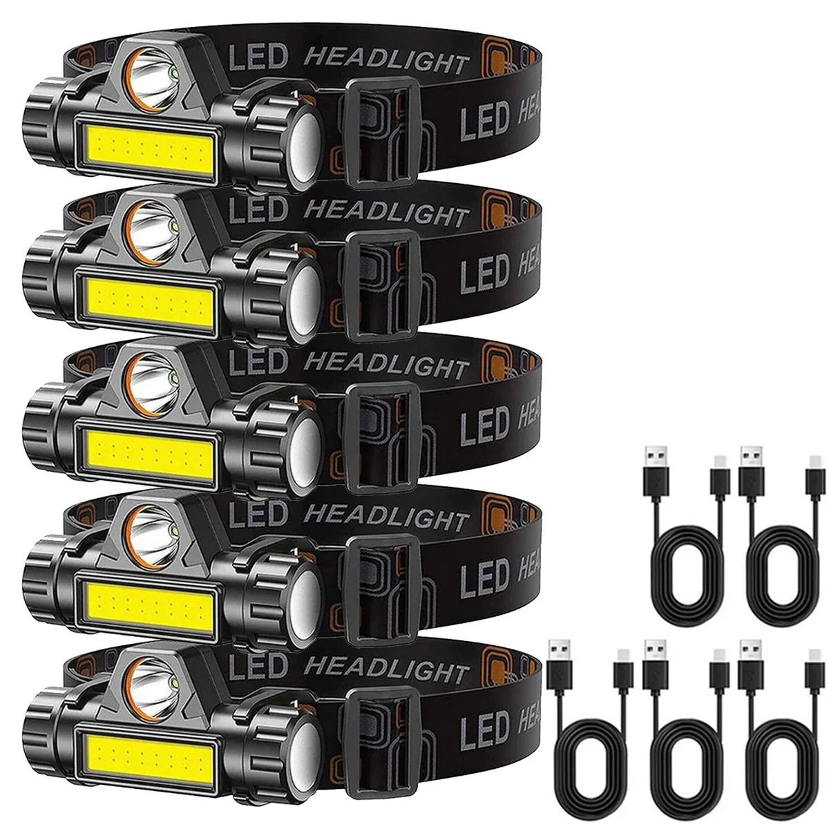 Rechargeable COB LED Headlamp with Magnetic Base and Adjustable Strap