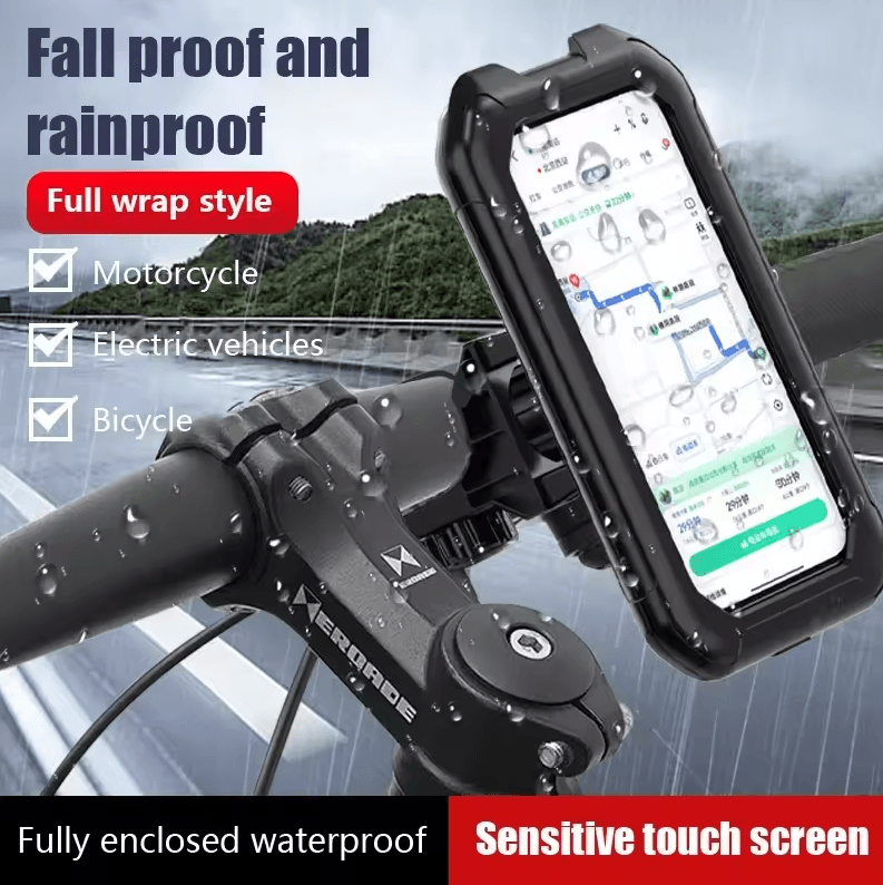 Waterproof Motorcycle & Bicycle Phone Holder 360° Rotating Adjustable GPS Mount
