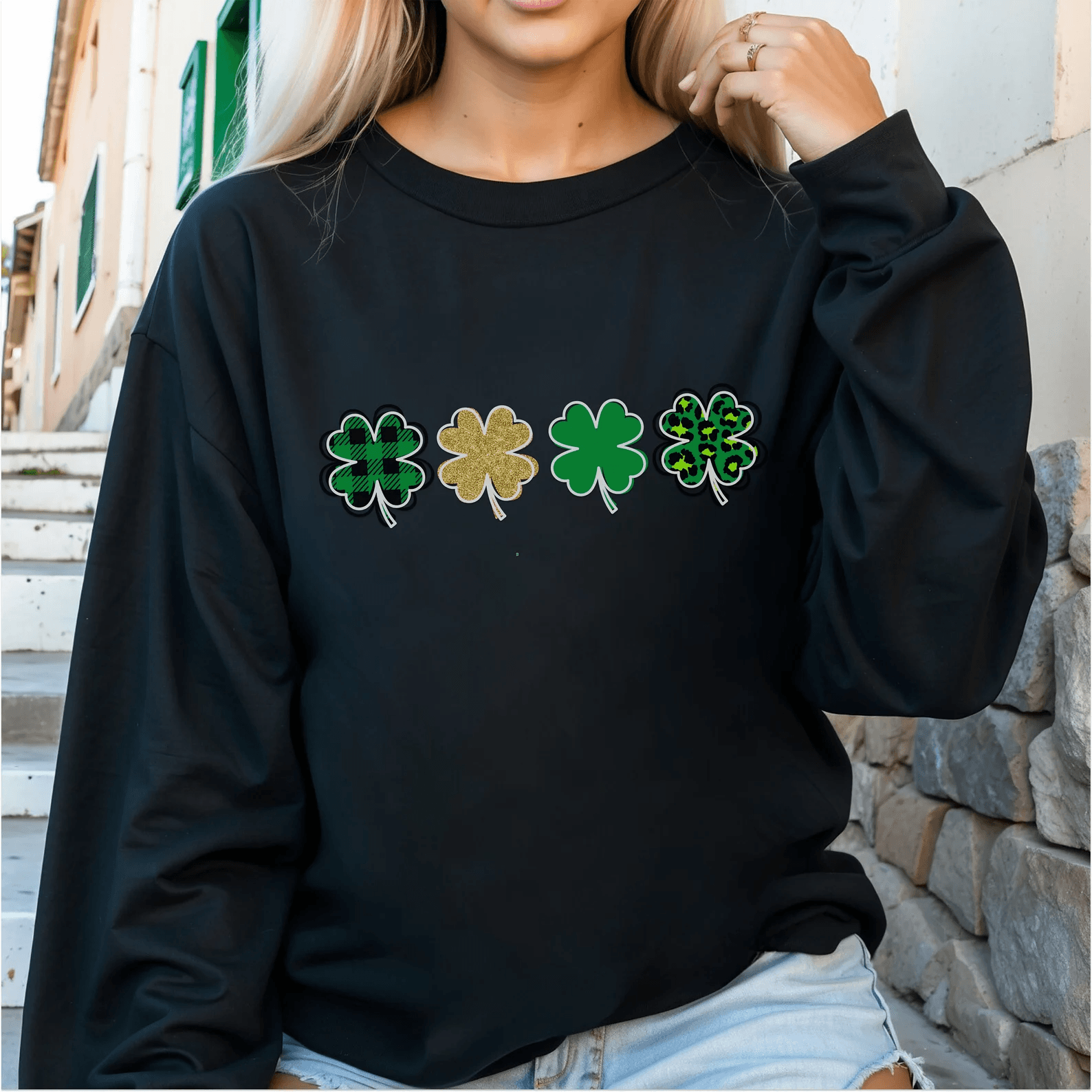 Cute Lucky Sweatshirt St. Patricks Day Shamrock Irish Crewneck Teacher Shirt