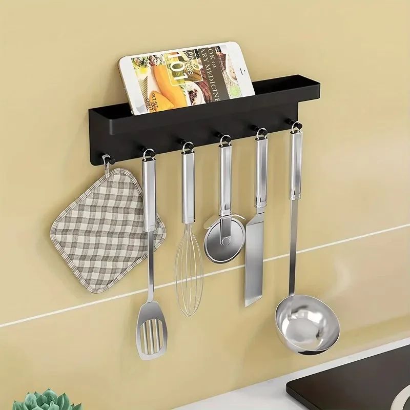 Wall Mounted Key Holder with Shelf and 6 Hooks