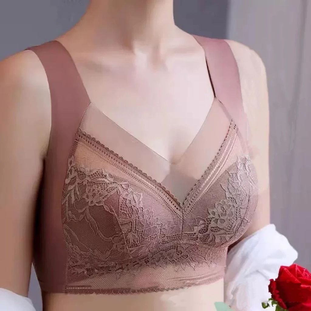 Womens Lace Plus Size Seamless Comfort Bra | Anti-Sagging & Breathable Ice Silk