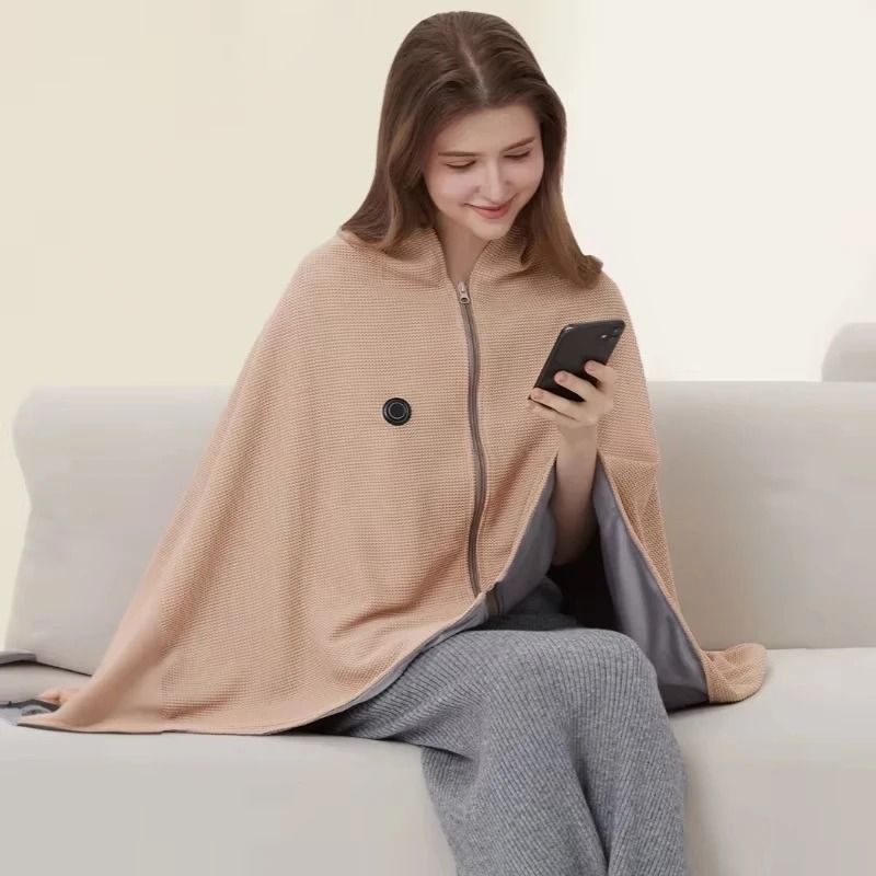 Portable USB Electric Blanket Fast-Heating Washable Warm Shawl for Home Office & Camping