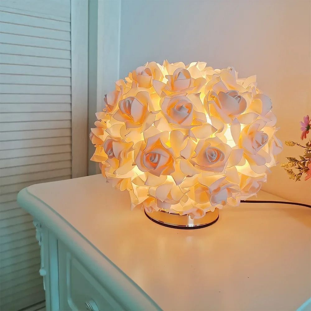 Romantic Rose Gold Crystal Flower Lamp