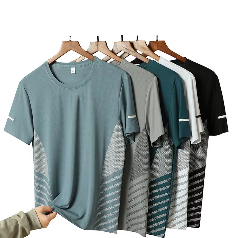 Men's Ice Silk Quick-Dry Reflective Running T-Shirt - Breathable Fitness Top (Up to 5XL)