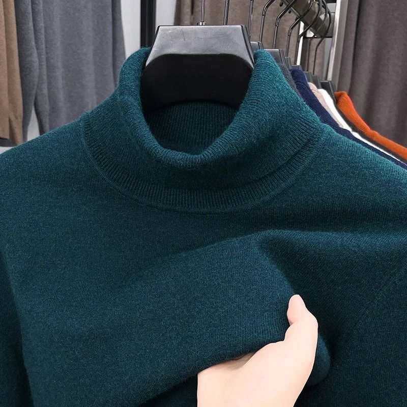 Mens Slim Fit Turtleneck Sweater Anti Pilling Knit Pullover