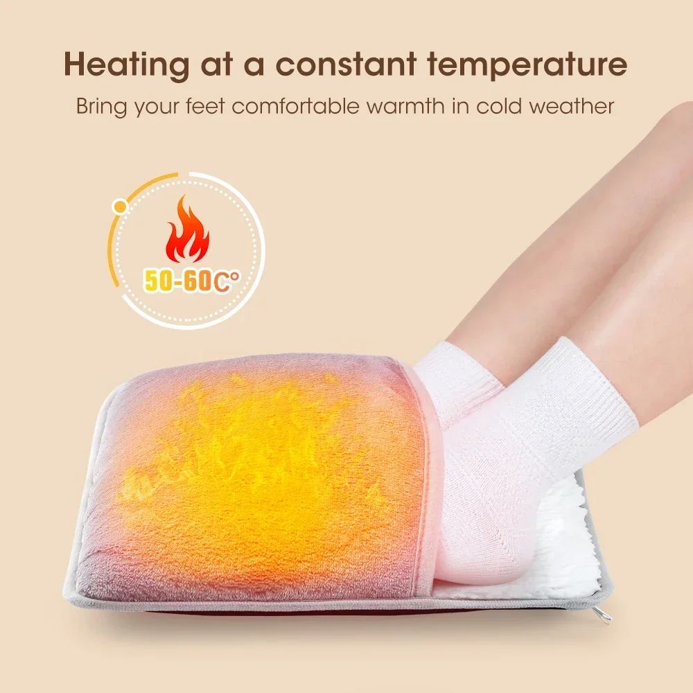 USB Electric Heated Foot Warmer Pad Soft Plush Washable Thermal Feet Heating Cushion