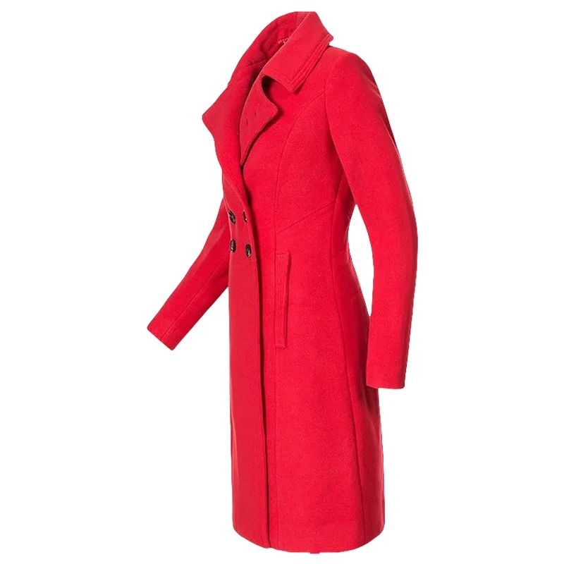 Double-Breasted Winter Wool Blend Lined Coat
