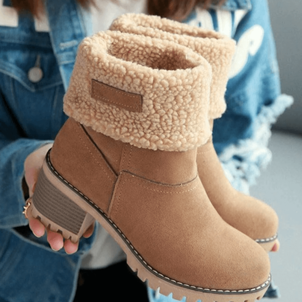 Women's Classy Block Heel Snow Boots - Flaunt Your Winter Style
