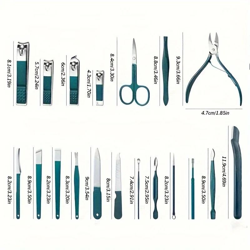 Professional Stainless Steel Nail Care Kit 7 10 12 18 PCS with Travel Case