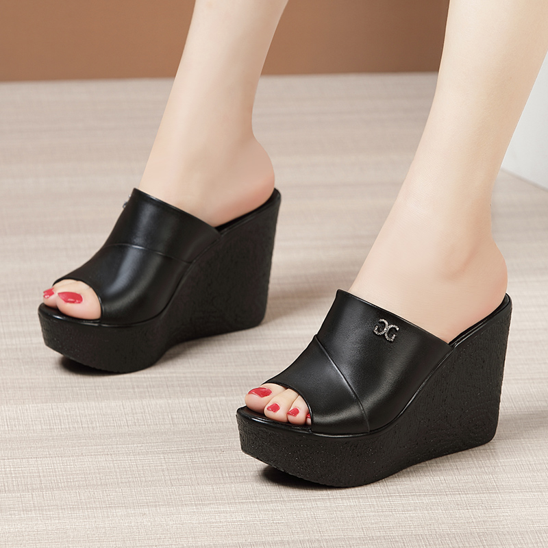 New Summer Fashion Women Wedges Slippers, Open Toe High Heels Platform Sandals, Stylish Solid Color Slides for Women