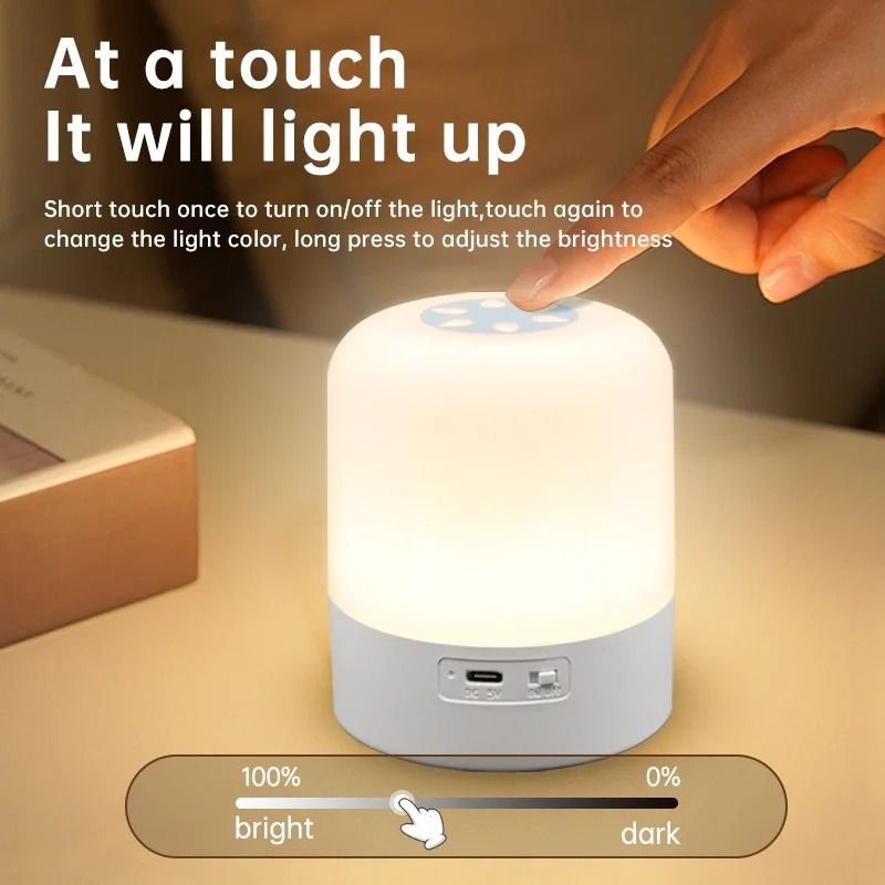 Gentle Touch Ambient Night Light – Dimmable Rechargeable Bedside Lamp