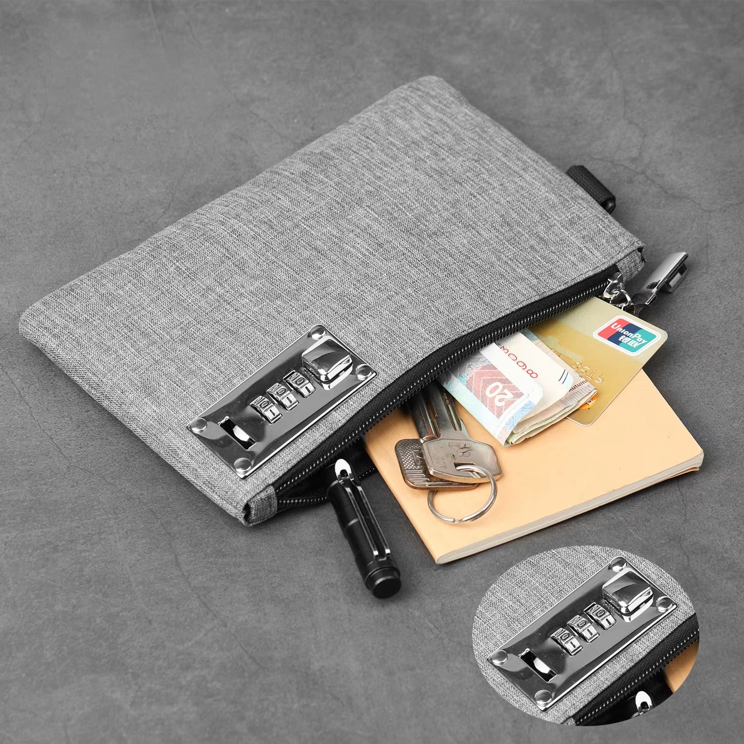 Lockable Money Bag & Coin Purse with Card Holder Clutch for Men