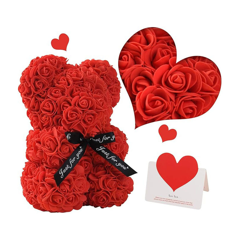 Eternal Rose Teddy Bear for Mom, Anniversary, Birthday & Artificial Decor
