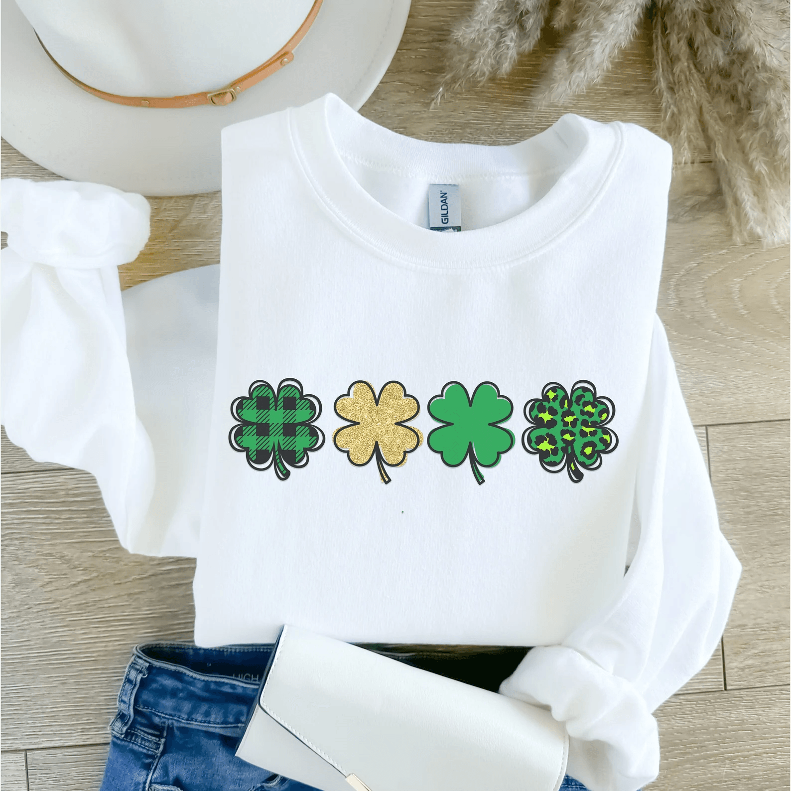 Cute Lucky Sweatshirt St. Patricks Day Shamrock Irish Crewneck Teacher Shirt