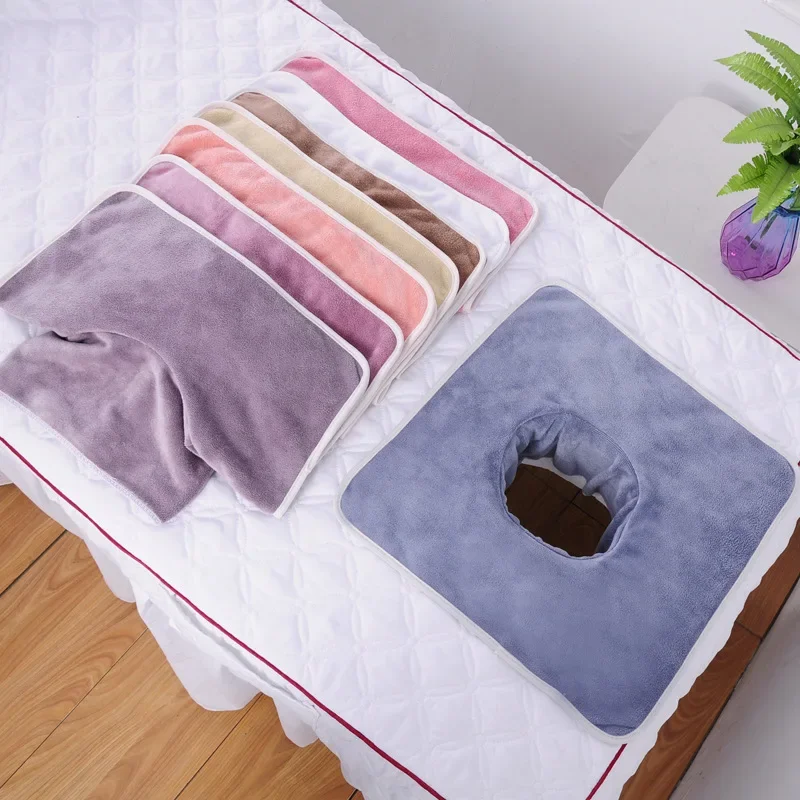 Premium Velvet Thickened Beauty SPA Massage Table Planking Face Towel with Face Berath Hole SPA Massage Bedspread