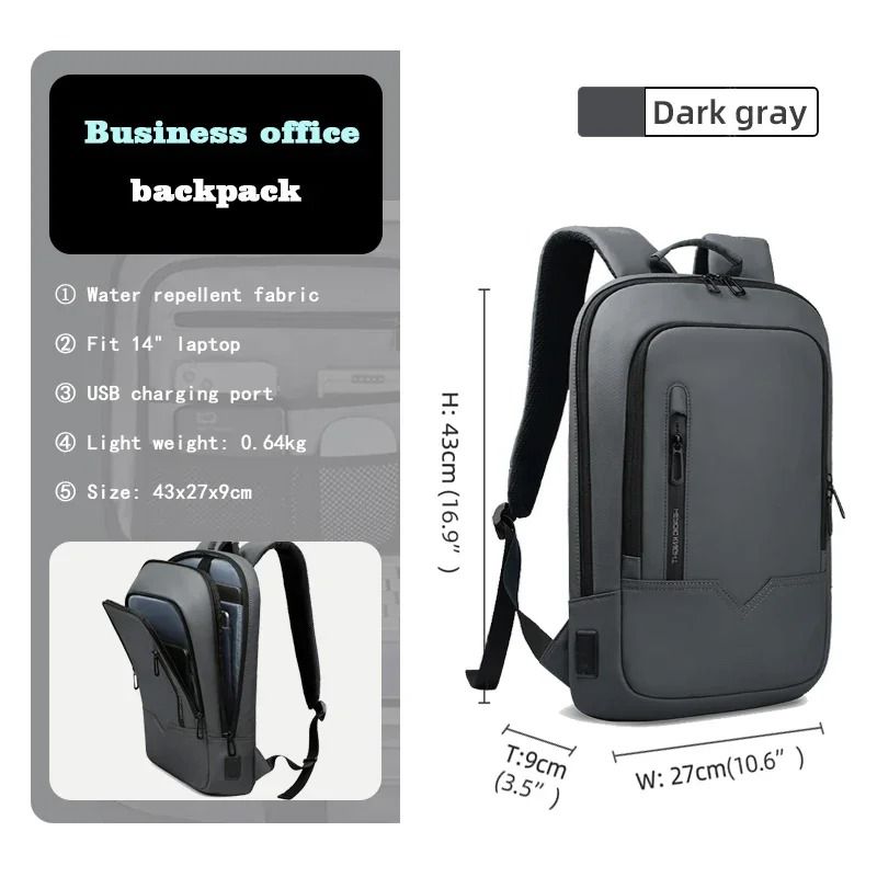 HK Slim Waterproof Laptop Backpack 15.6 Inch