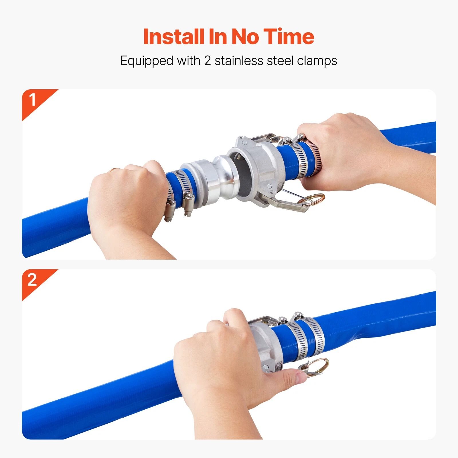 Pool Backwash Hose Blue PVC Discharge Hose with Fittings