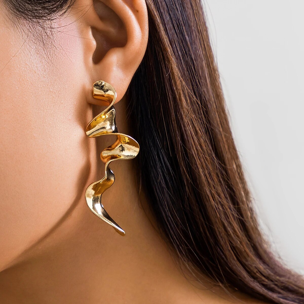 Vintage Gold Color Dangle Earrings for Women, Design Sense Irregular Long Tassel Drop, Hip Hop Party Jewelry