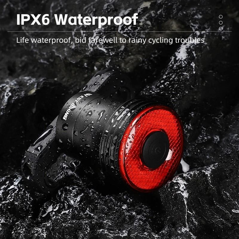 Smart Bike Tail Light Waterproof USB Rechargeable Rear Cycling Light