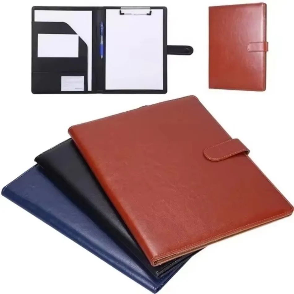 A4 PU Leather Business Portfolio Folder with Magnetic Closure and Memo Pad