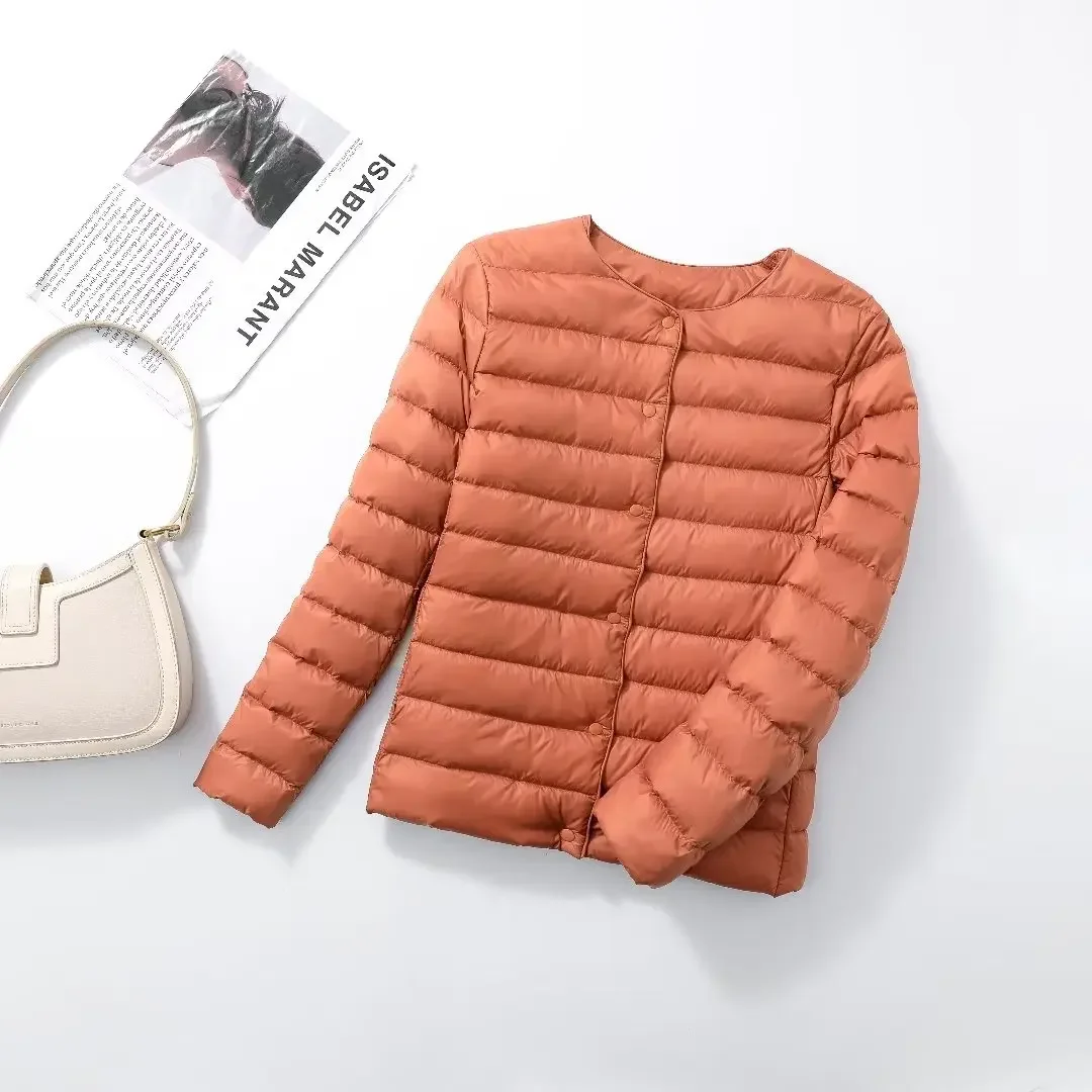 Women's Ultra Lightweight Packable Puffer Coat - Slim Fit White Duck Down Winter Jacket