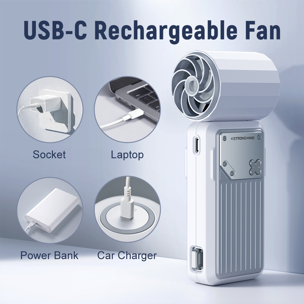 Pocket Portable Handheld Fan, High-Speed Turbo Jet Cooling Fan, Brushless Motor with Digital Display for Outdoor Travel