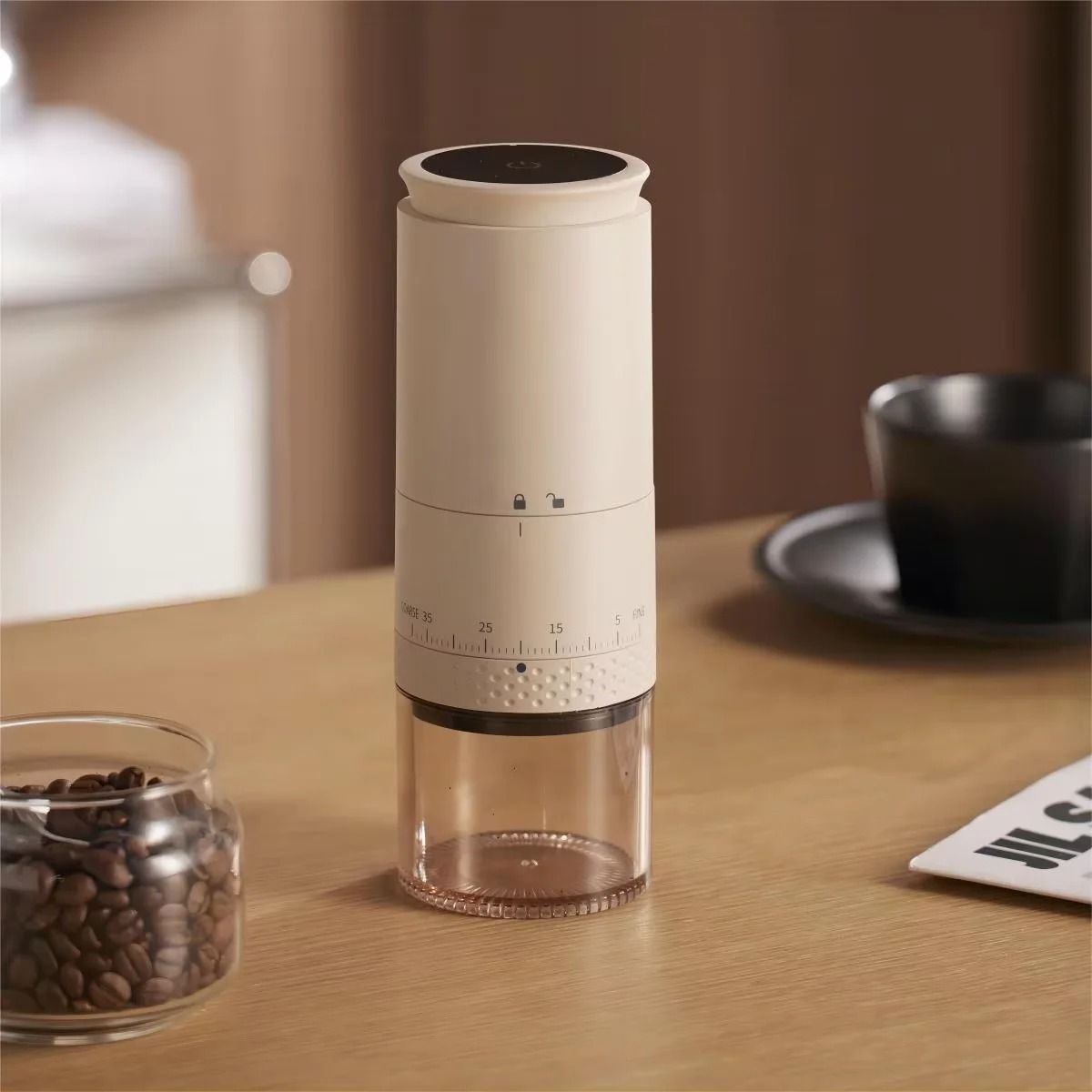 1500mAh Electric Coffee Burr Grinder USB C Adjustable Bean Grinding Machine