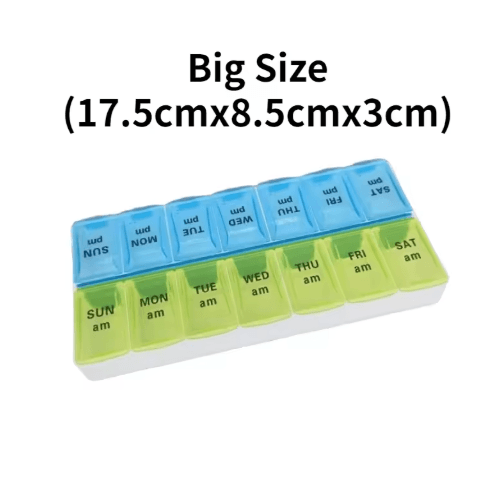 Weekly Portable Pill Organizer – 7-Day Travel Medicine Case with 14 Compartments