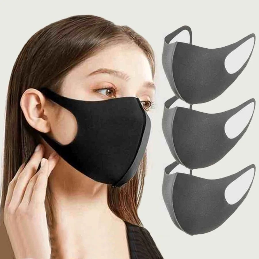 Reusable 3D Face Mask Black Dustproof Protective Mask for Daily Wear