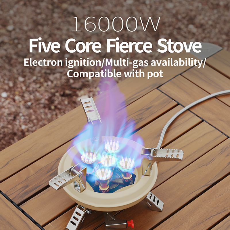 High Pressure Portable Camping Gas Stove Windproof Butane Burner with Piezo Ignition