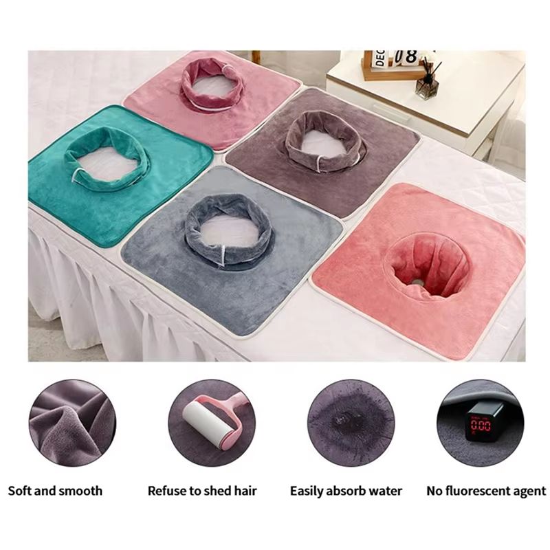Thickened Beauty SPA Massage Table Face Towel with Hole, 13.8x13.8 in (35x35 cm)
