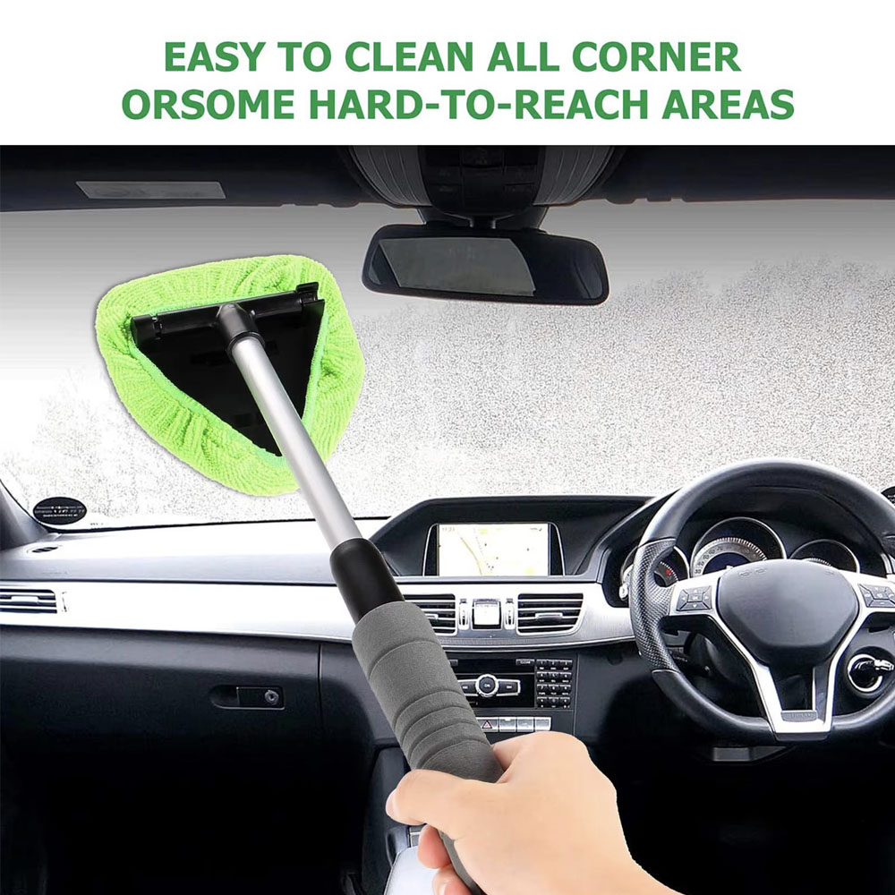 Car Window Cleaner Scraping Mist Eliminator, Telescopic Window Windshield Cleaning Brush Set, Microfiber Glass Cleaner
