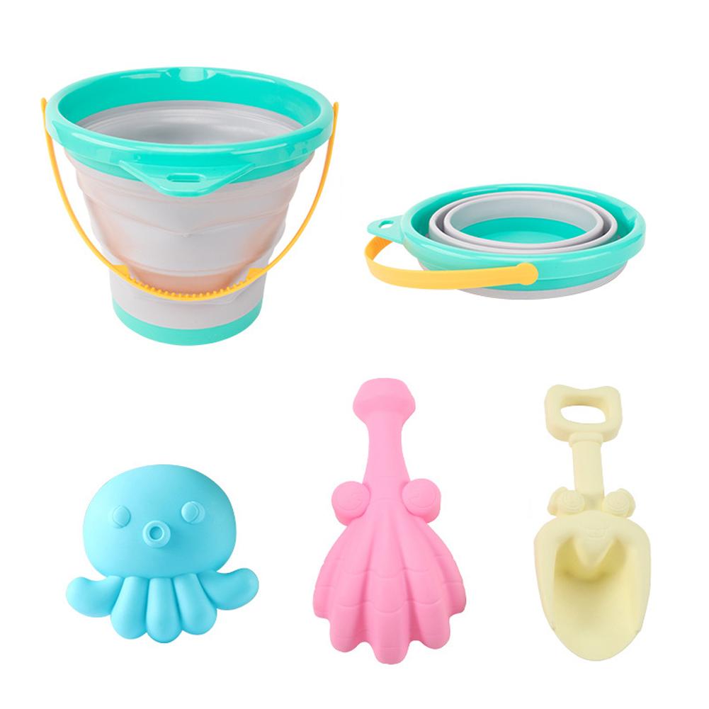 Foldable Kids Beach Bucket Set Travel Sand Toy Kit with Shovel