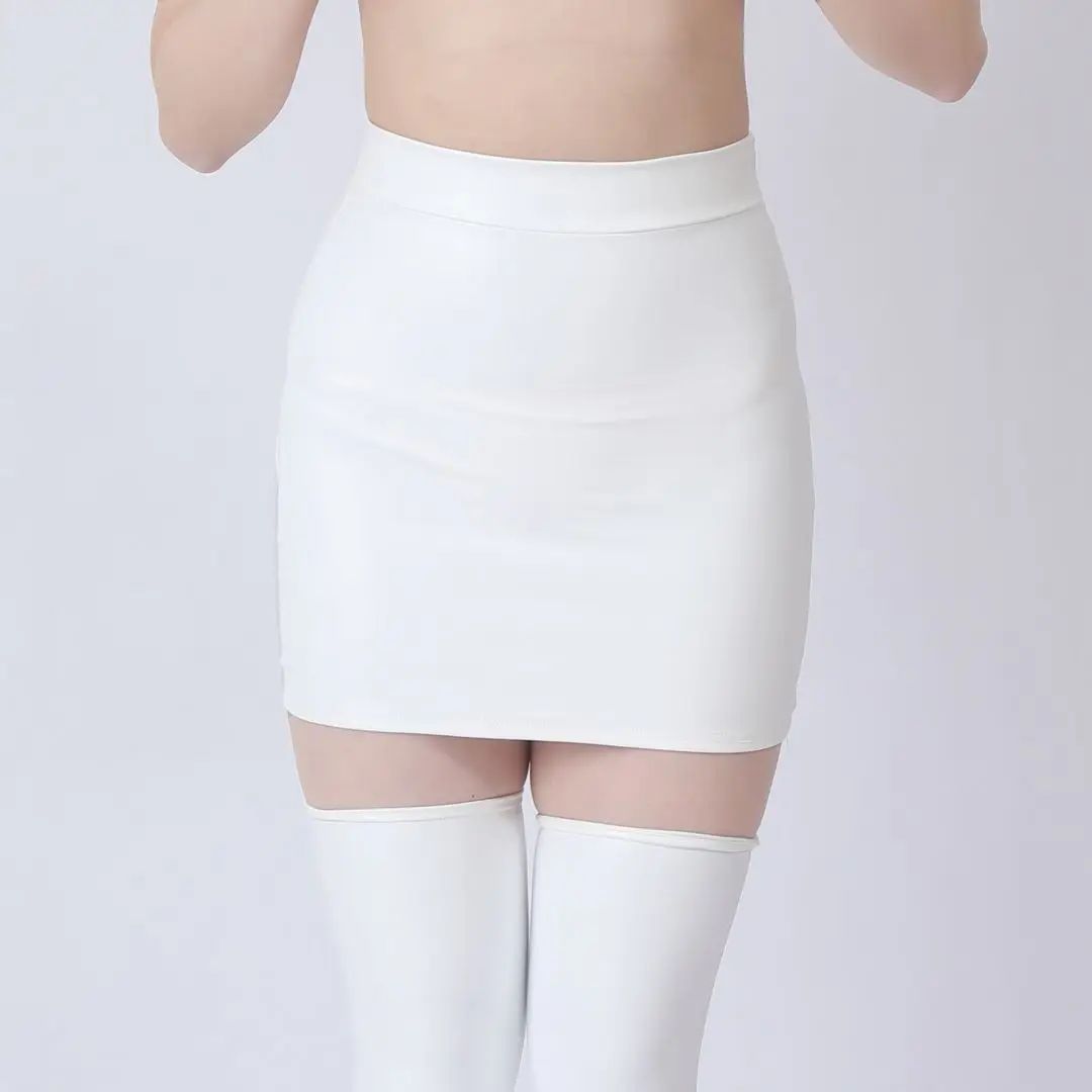 Elastic PU Mesh Splicing Mini Skirt