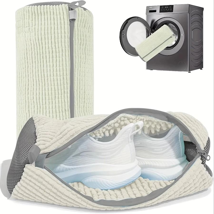 360 Degree Fluffy Shoe Washing Bag Reusable Laundry Cleaner with Zipper