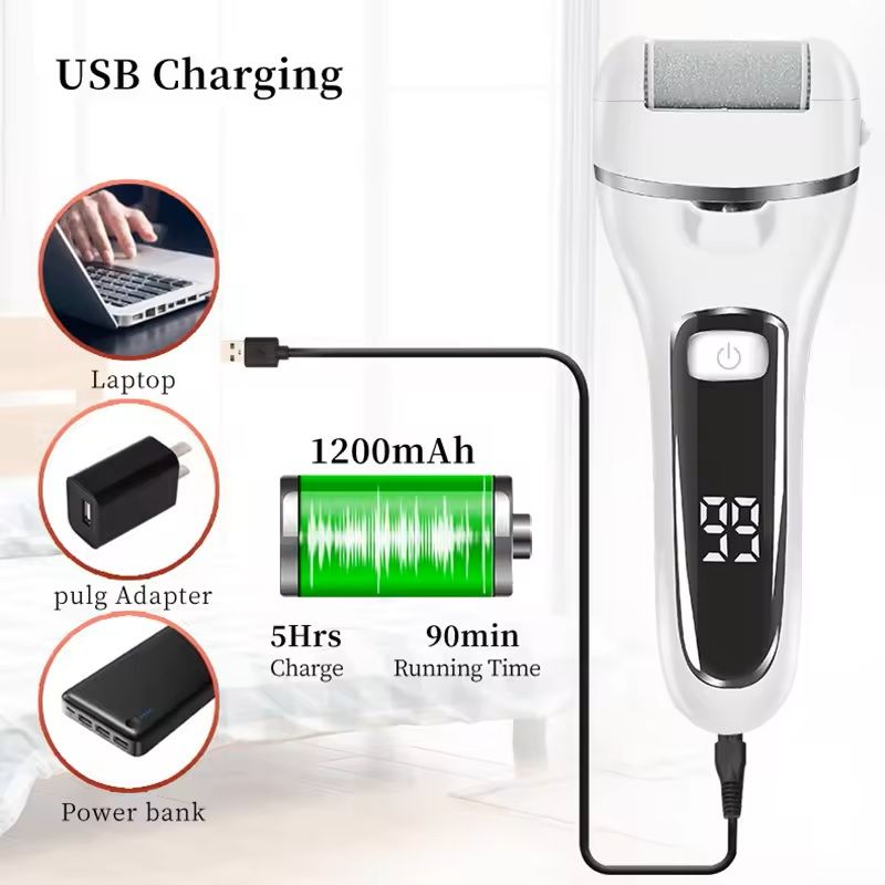 Electric Foot File Callus Remover Rechargeable Pedicure Tool