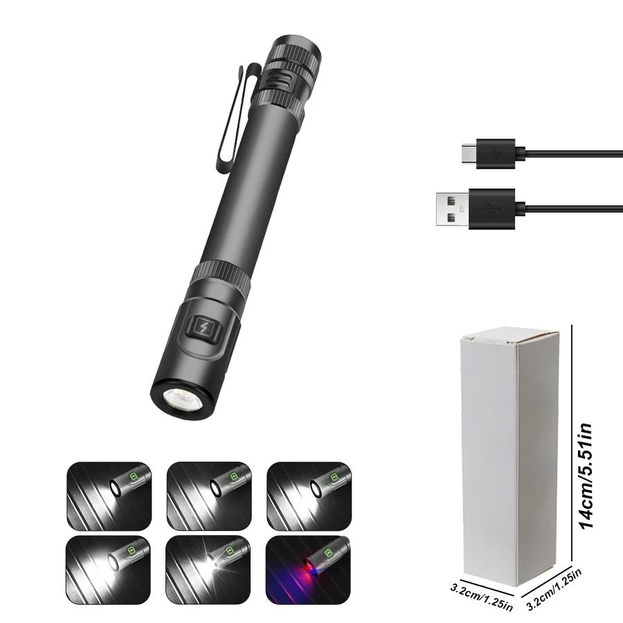 High Power Mini Flashlight with USB Charging Clip and Magnetic Base