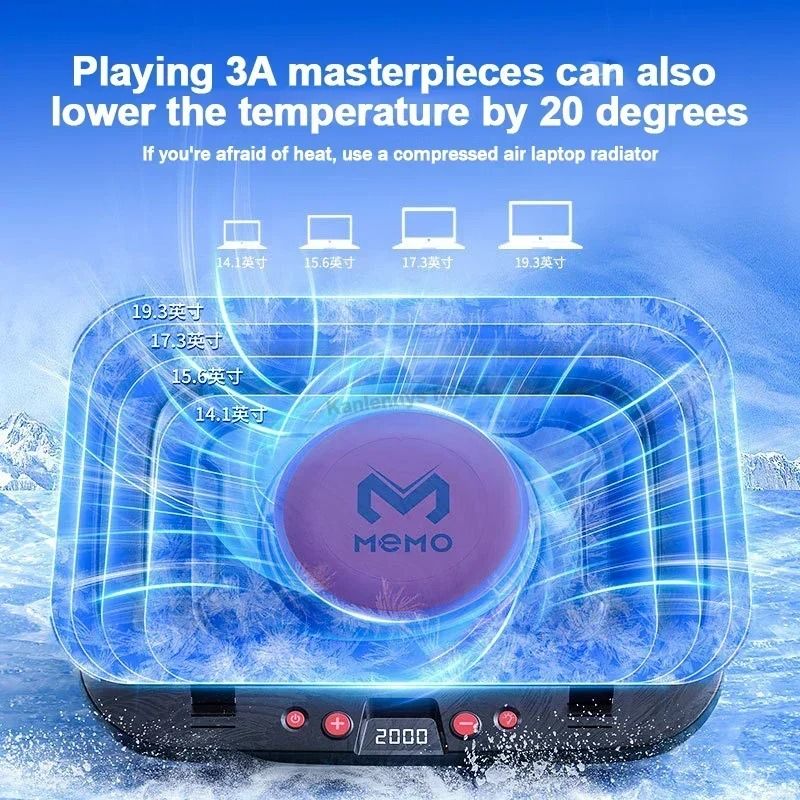 MEMO FL08 Gaming Laptop Cooling Pad Adjustable Laptop Cooler Stand Powerful Fan Cooling Base