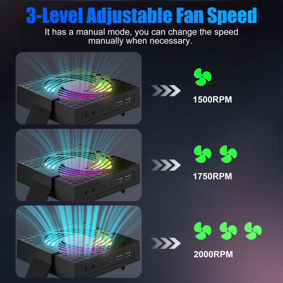 Xbox Series Cooling Fan Vertical Stand Cooler, Quiet Console Cooling System with USB Expansion and Headphone Game