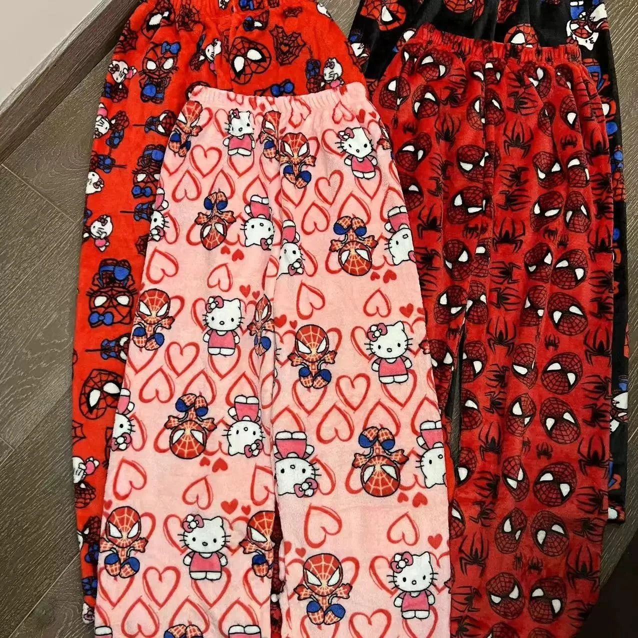 Y2K Cartoon Pajama Pants Soft Flannel Sleepwear Home Trousers