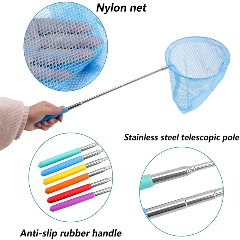 Telescopic Handheld Cage Net, Summer Butterfly Catching Net, Insect Catcher, Lake River Fishing Tackle Mesh Tool