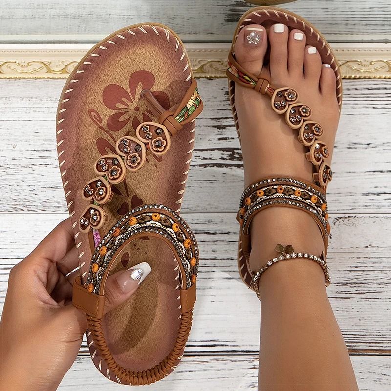 Women Soft Bottom Low Heel Flat Sandals Casual Summer Beach Footwear
